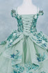 Girls 3D Beaded Applique A-line Off Shoulder Ball Gown 2-16